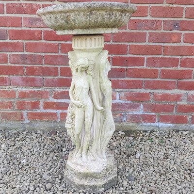 Lot 1497 - A cast composite birdbath