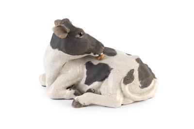 Lot 668 - Lawson Rudge (b.1936) Model of a cow raku...