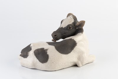 Lot 668 - Lawson Rudge (b.1936) Model of a cow raku...