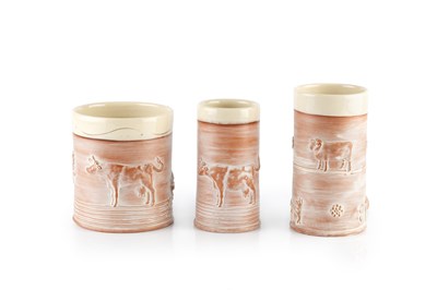 Lot 710 - Philip Wood (b.1957) Three cylindrical vases...