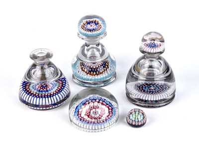 Lot 6 - Three antique millefiori glass paperweight...