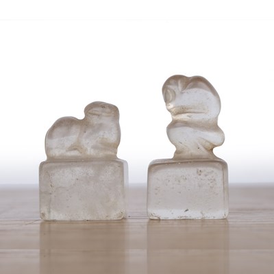 Lot 227 - Two rock crystal seals Chinese in the form of...