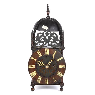 Lot 3 - A 19th century brass lantern clock, the dial...