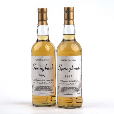 Lot Two 70cl bottles of Springbank 1991 single...