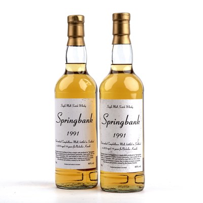 Lot 303 - Two 70cl bottles of Springbank 1991 single...