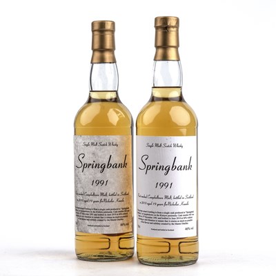 Lot 304 - Two 70cl bottles of Springbank 1991 single...