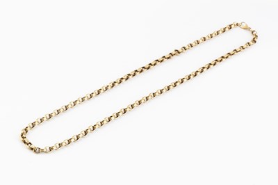 Lot 216 - A 9ct gold belcher-link chain, of reeded...