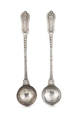 Lot A pair of early George III silver soup ladles,...