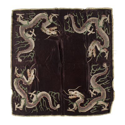 Lot 255 - Embroidered silk purple-ground 'Dragon's'...