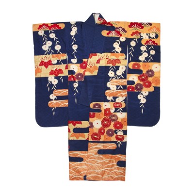 Lot 264 - Royal blue-ground silk kimono Japanese, 20th...