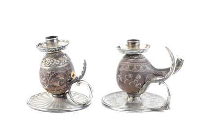 Lot 835 - A pair of mid-Victorian silver mounted...