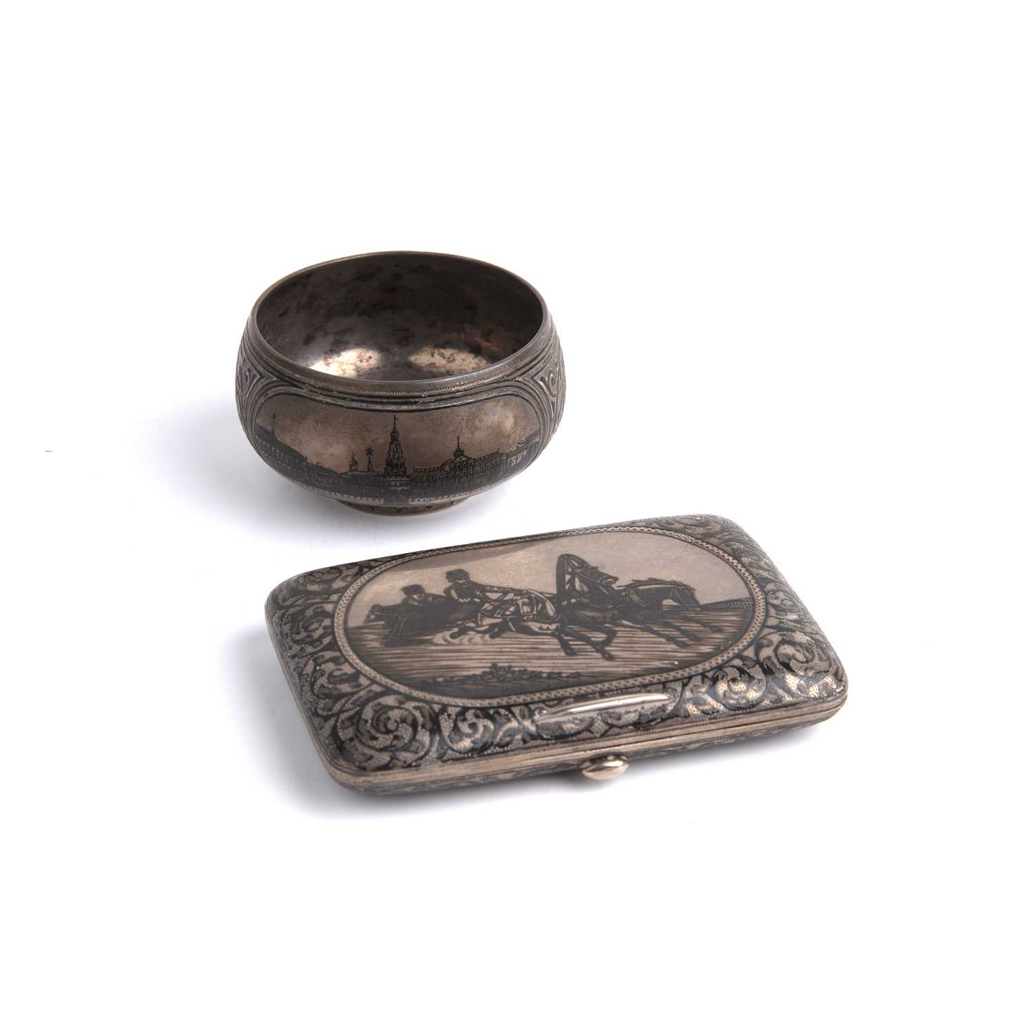 Lot 253 - Two pieces of Niello silver work Russian, 20th...