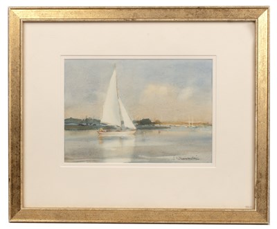 Lot 341 - Trevor Chamberlain (b. 1933) A yacht in calm...