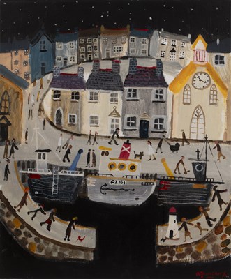 Lot 148 - Alan Furneaux (b. 1953) Newlyn harbour by...