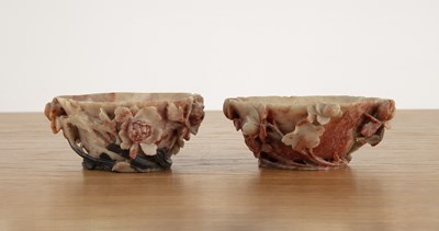 Lot 221 - Two soapstone ‘floral’ washers Chinese, 19th...