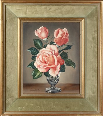 Lot 321 - James Noble (1919-1989) Pink Roses signed...