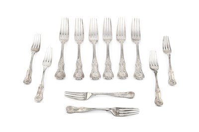 Lot 850 - A set of six early Victorian silver King's...