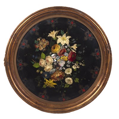 Lot 365 - Two Victorian painted floral paper mâché...