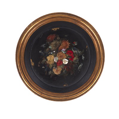 Lot 365 - Two Victorian painted floral paper mâché...