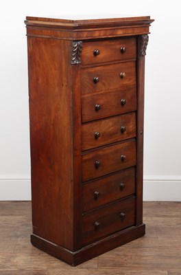 Lot 110 - Mahogany Wellington secretaire chest of seven...