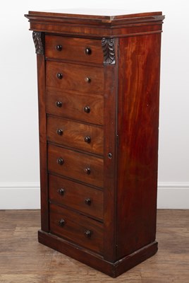Lot 110 - Mahogany Wellington secretaire chest of seven...