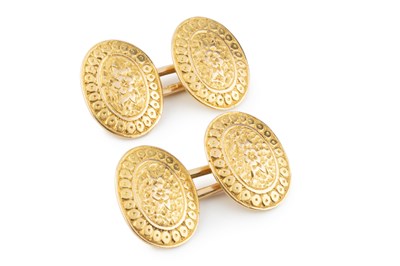 Lot 74 - A pair of Victorian 15ct gold cufflinks, with...