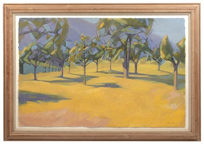 Lot 344 - Peter Fleming (b. 1949) Orchard in sunlight,...