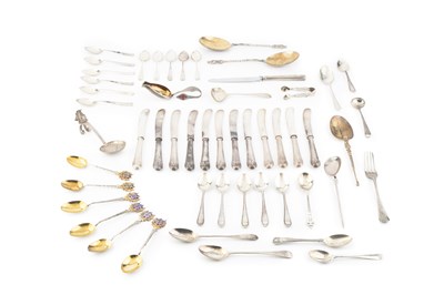 Lot 859 - A collection of silver flatware, to include a...