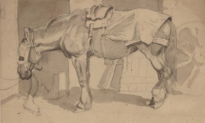 Lot 494 - English school (19th century) A saddled horse...