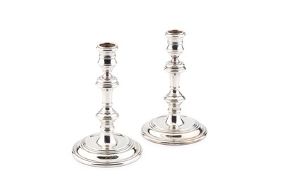 Lot 863 - A pair of silver candlesticks, of 18th century...