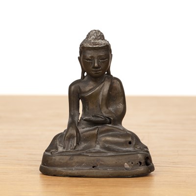 Lot 202 - Bronze seated model Buddha Burmese with arms...