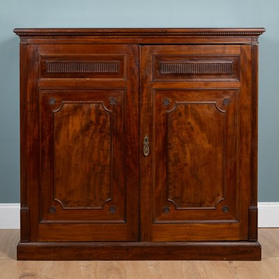 Lot 485 - A 19th century mahogany low linen press