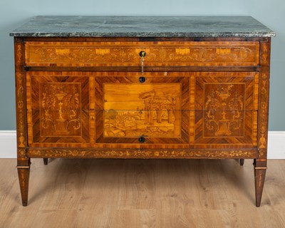 Lot 141 - A 19th century Italian marble-topped commode