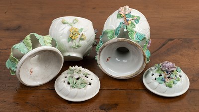 Lot 59 - A pair of Chantilly potpourri vases