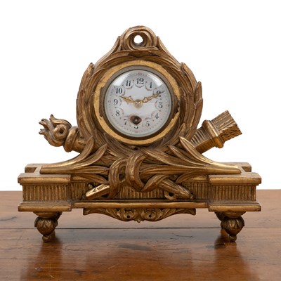 Lot 67 - An antique carved gilt wood carved timepiece or clock