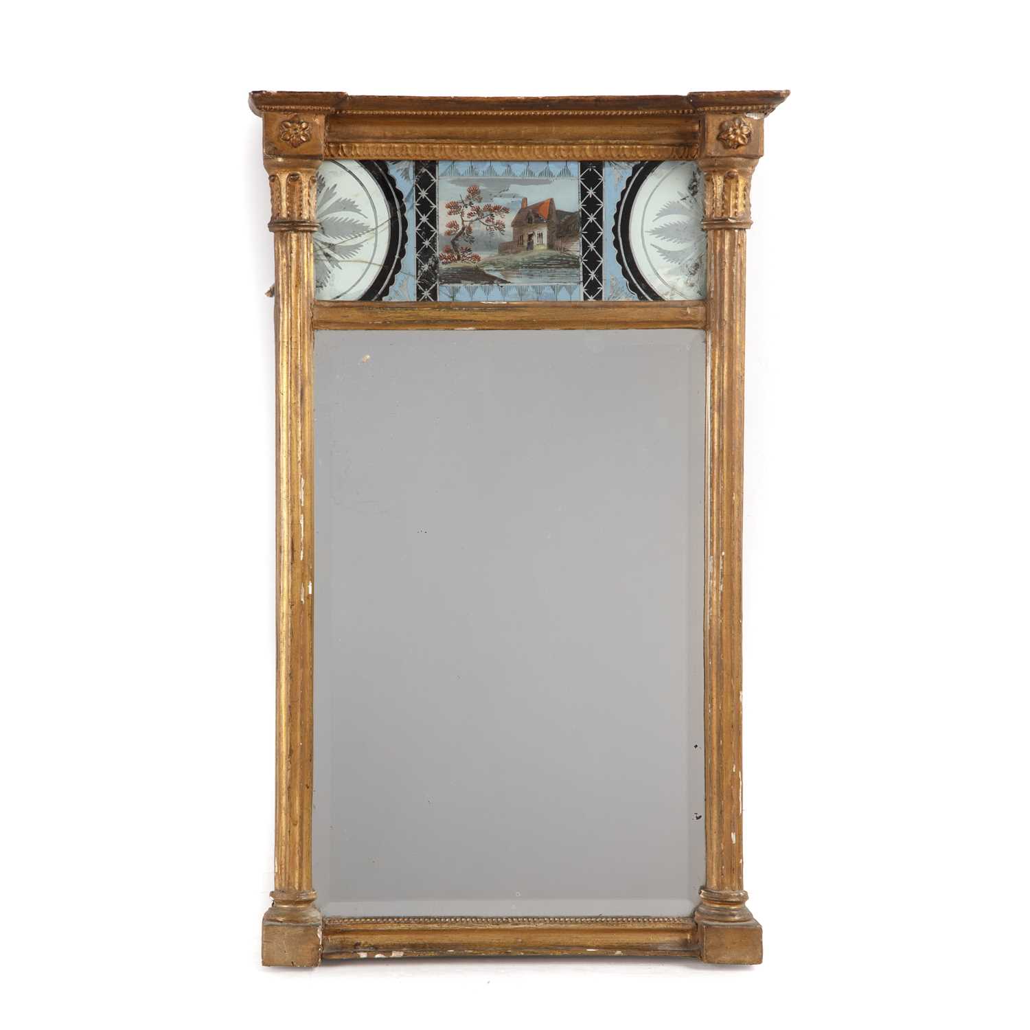 Lot 21 - Framed pier glass 19th Century, with verre...