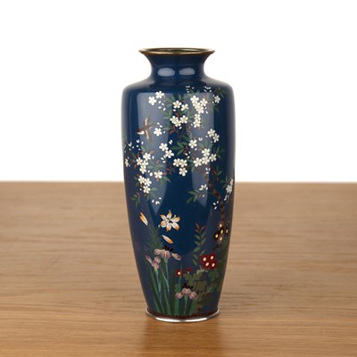 Lot 471 - Blue ground cloisonne vase Japanese, Meiji...