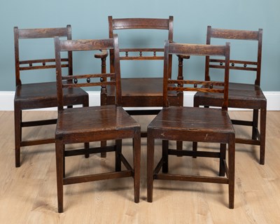 Lot 222 - A set of five George III country chairs