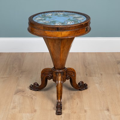 Lot 517 - A Victorian walnut work table