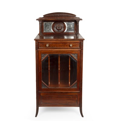 Lot 130 - An Edwardian rosewood music cabinet, the...