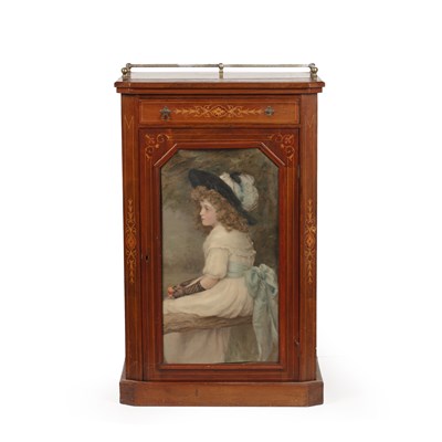 Lot 131 - A Victorian walnut music cabinet, the top with...