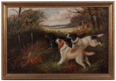 Lot 536 - English School, (19th century) Two spaniels in...