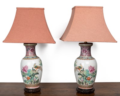 Lot 119 - A pair of table lamps converted from 20th century Chinese vases