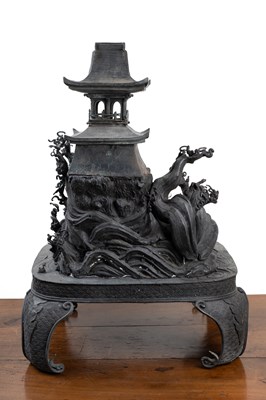 Lot 455 - A 19th century ornamental bronze temple