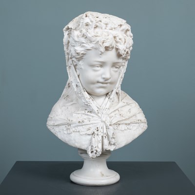 Lot 145 - A 19th century Italian marble bust of a young girl