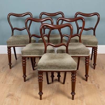 Lot 412 - A set of six 19th century mahogany ballon-back dining chairs, possibly by Gillows