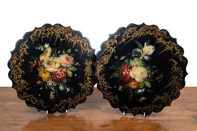 Lot 341 - A pair of papier-mâché panels by Jennens & Bettridge