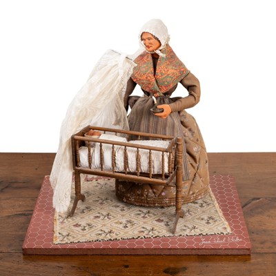 Lot 467 - A 1930s rocking baby automaton by Jean-Paul Fabre