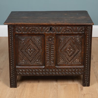 Lot 357 - A 17th century small oak coffer