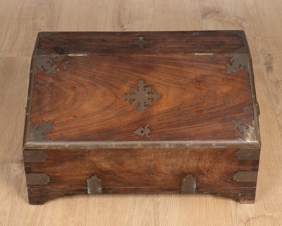 Lot 328 - An Indian hardwood brass-bound tabletop desk